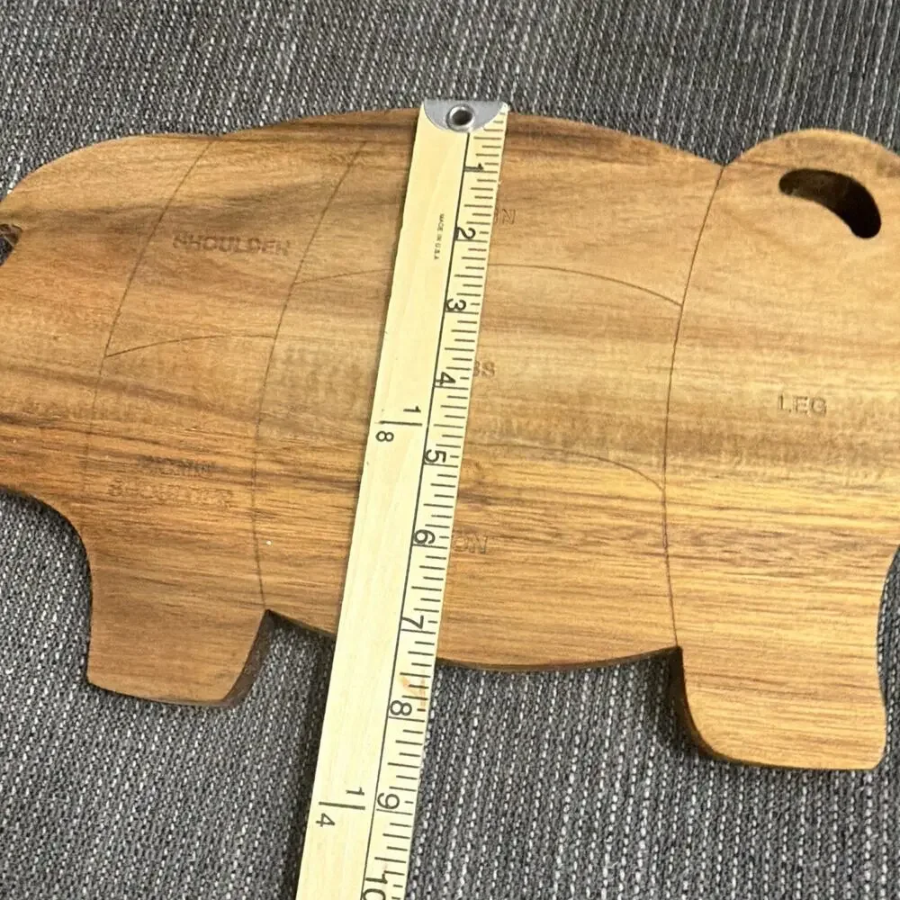 Pig Shaped Wood Cutting Board with Butcher Meat Cuts Diagram, Brown